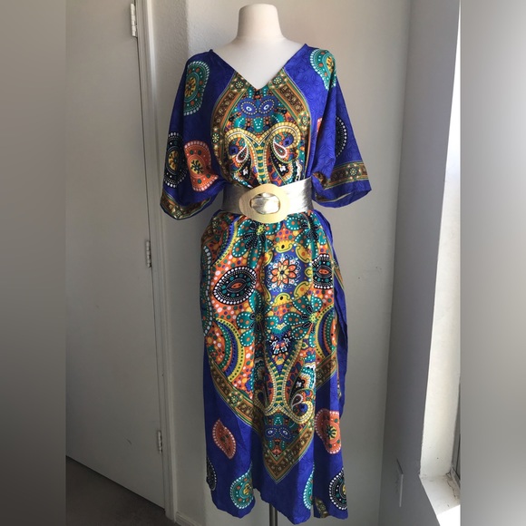 Mumu Kimono Kaftan House Maxi Dress Swimsuit Cover-Up Lightweight Bohemian OSFM - Picture 14 of 16